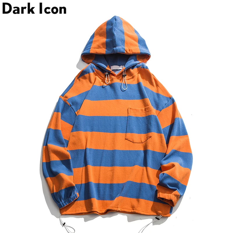 Темно икона полосатый уличный мужские толстовки негабаритных хип хоп толстовка