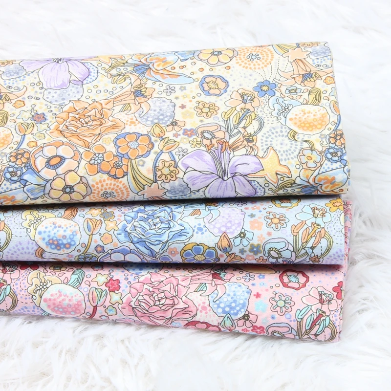 

Half Yard Little Flower Print Thin Cotton Fabric Handmade DIY Bag 100% Cotton Dress Sewing Tissue CR-1248