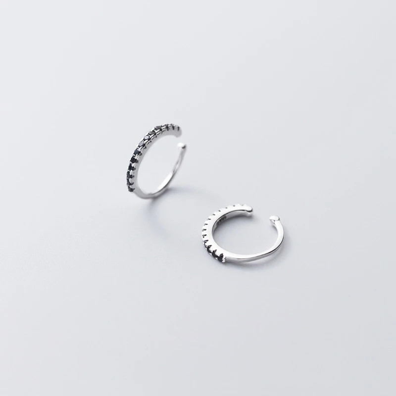 

Trustdavis 100% 925 Sterling Silver White Black CZ Clip on Earrings Ear Cuff For Women Without Piercing Earring Jewelry DA995
