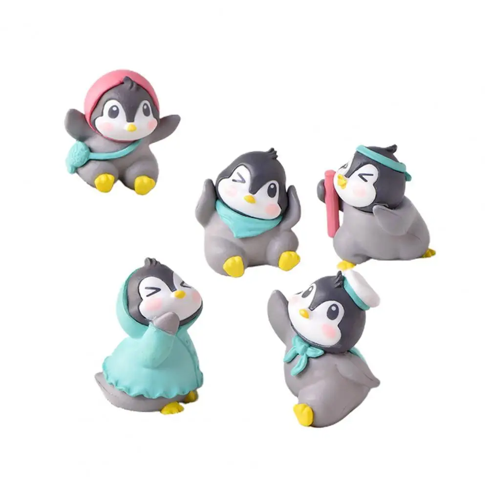 

5Pcs Penguin Figurine Smooth Lines Home Decoration Portable Animal Ornament DIY Decoration for Home