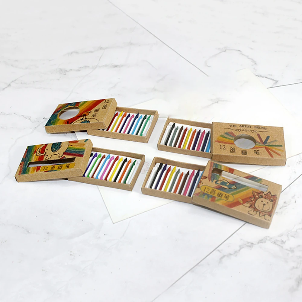 

12Pcs 1/12 Doll House Miniature Color Crayons with Box Simulation Drawing Tools Model Toy Mini Decoration Dollhouse Accessories