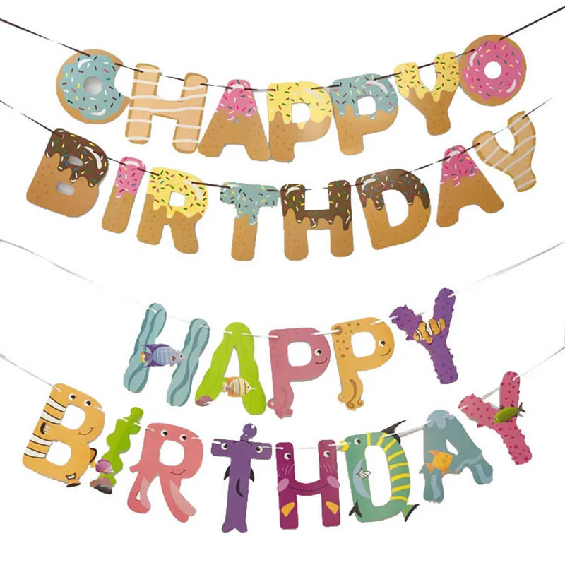 

4 meters Happy Birthday Paper Bunting Banners Flags Garland Banners Flags Happy Birthday Banner Baby Shower Decora Supplies