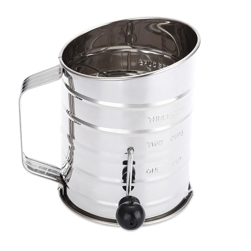 Ручной шейкер для муки Сетчатое сито из нержавеющей стали 3 чашки глазурь сахар