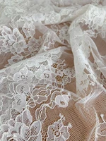 1 yard ivory tulle lace fabric retro florals mesh vintage embroidery rose gauza for curtainwedding dressparty sewing decor