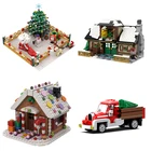 Рождественская серия MOC, зимний дом, деревенская сцена, праздничный поезд, олень, строительные блоки, игрушки Санта-Клаус для детей, подарки на день рождения