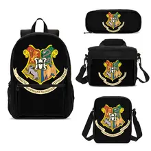 4pcs/set Women Backpack School Bags Magic Academy Printing Men Backpacks With Cooler Box For Teenagers Girls Rucksacks Mochila