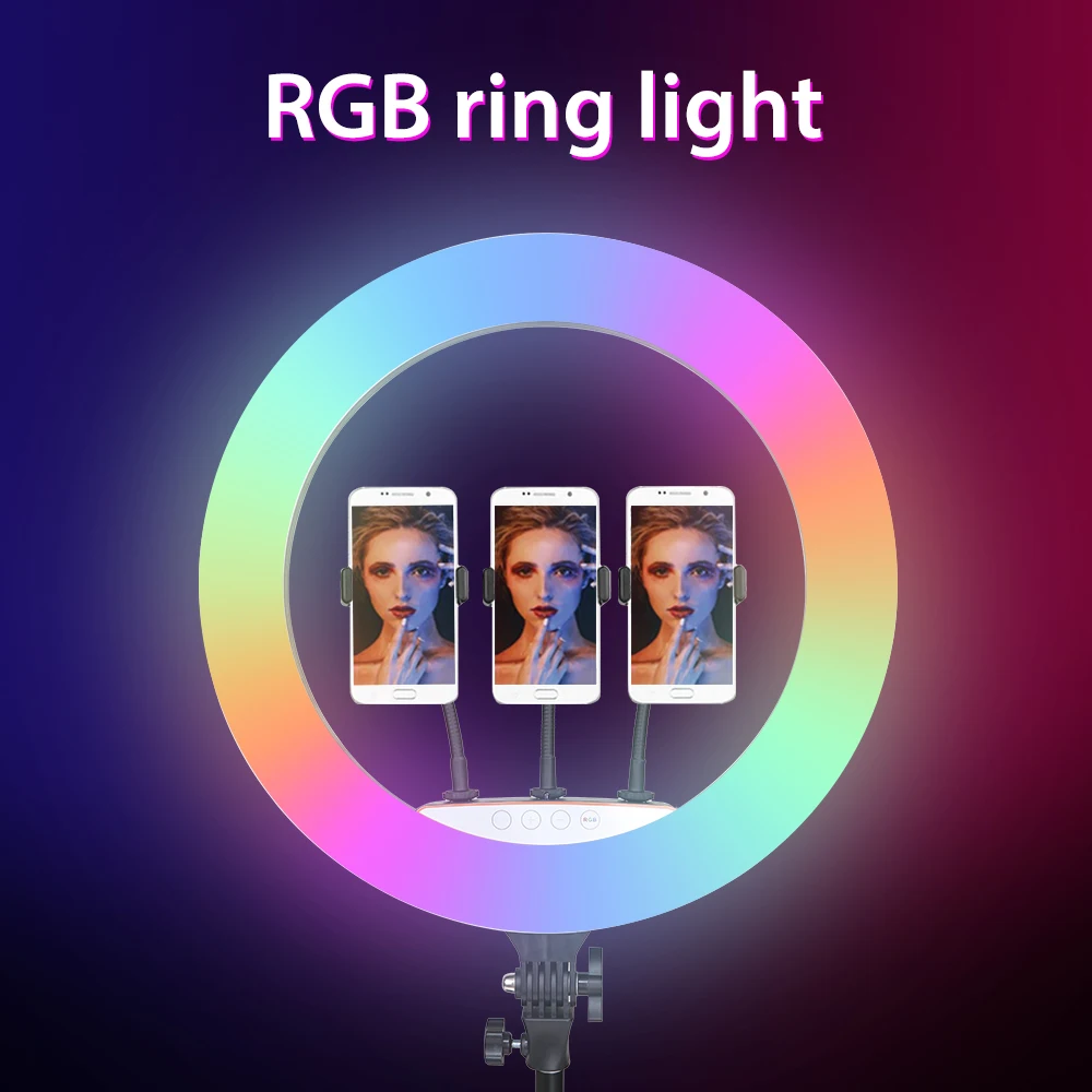 Кольцевой светодиодный RGB светильник с дистанционным управлением 14 дюймов 45 см
