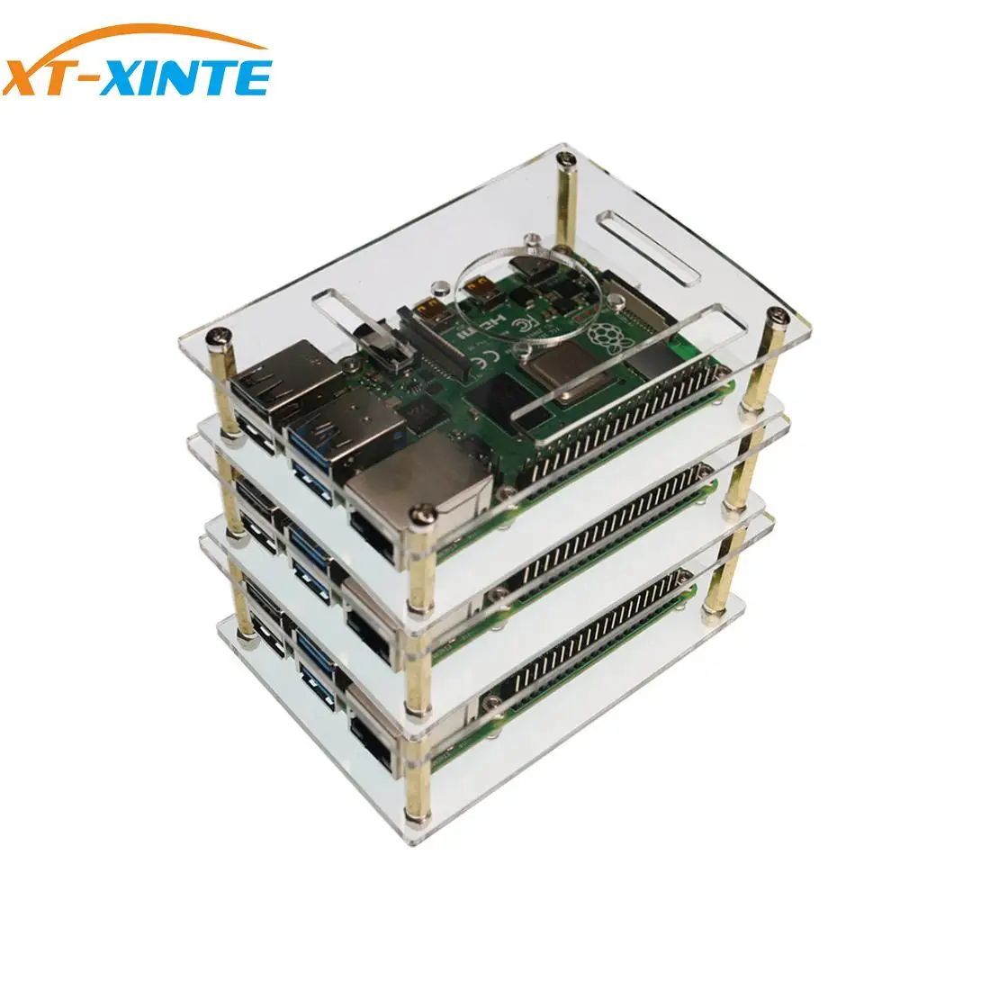 1-5 Layer Multi Acrylic Shell Stackable Case Enclosure with Cooled Fan Space for Raspberry Pi 2B 3B 3B+4B | Компьютеры и офис