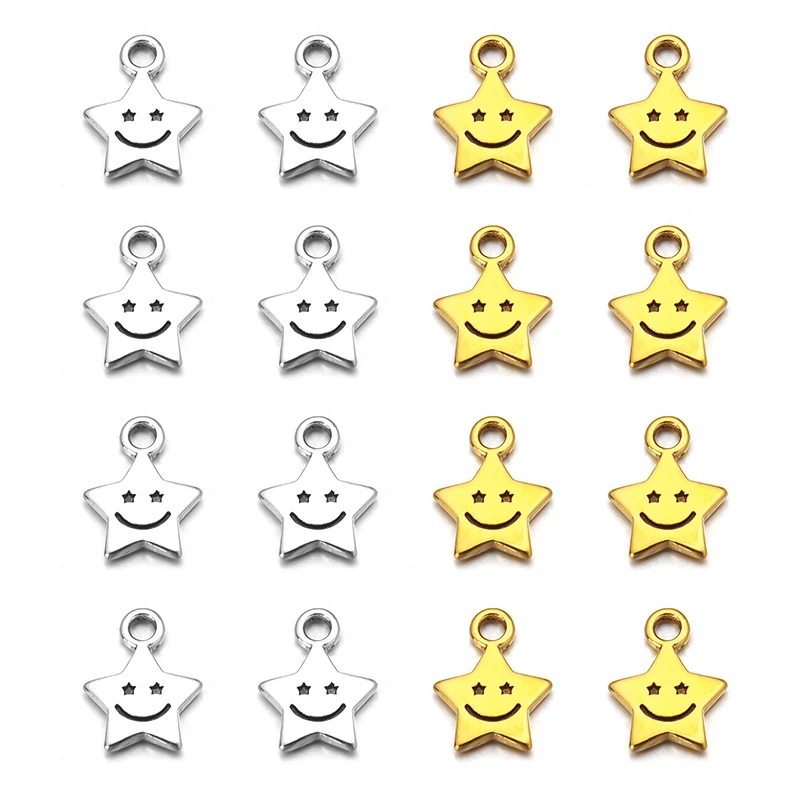 

Xinyao 50 шт Золотой Серебряный цвет звезда улыбка лицо Шарм для DIY ювелирных изделий Изготовление браслета ожерелья