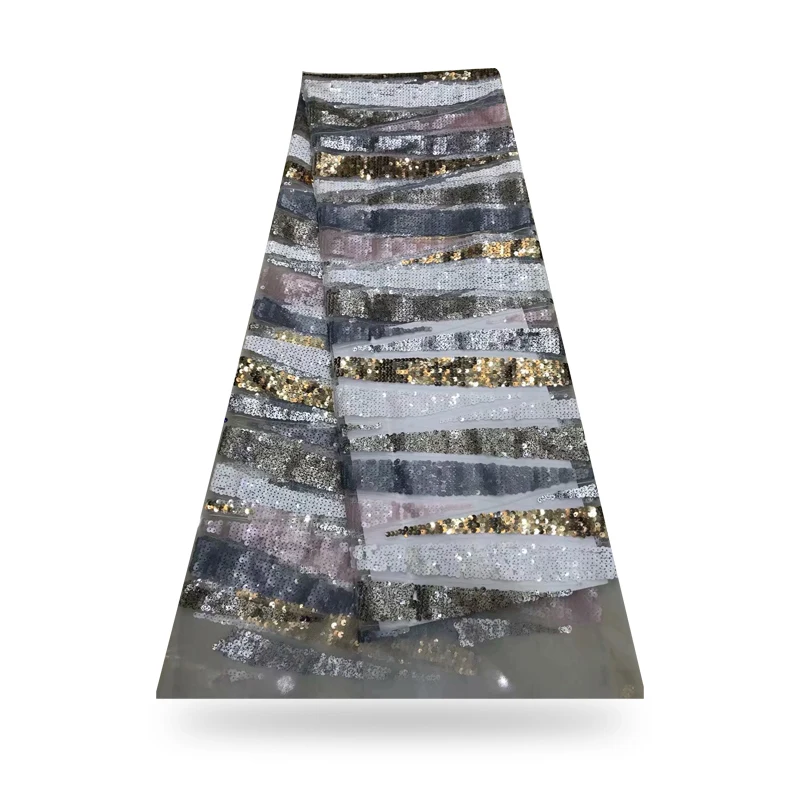 

African Bar Colorful Sequins Lace Fabric High Quality French Tulle Lace Embroidery Fabric For Wedding f200329