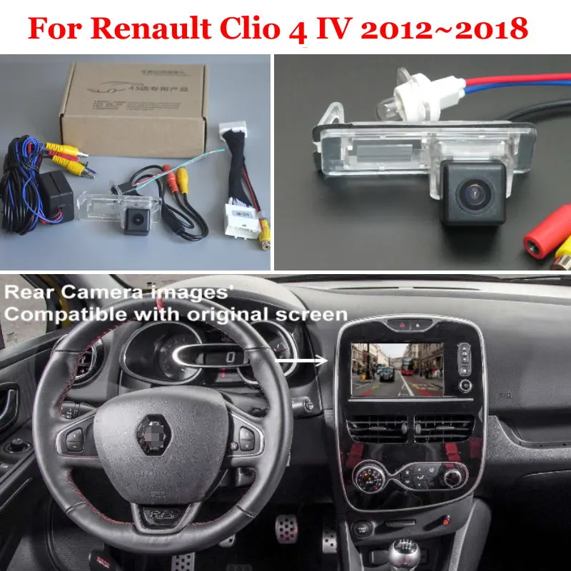 Car Rear View Camera For Renault Clio 4 IV 2012~2018 24PINS Connect Original Factory Screen Monitor License Plate Light Camera