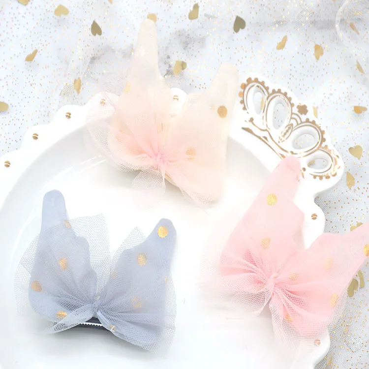

Children's net yarn bow hairpin hair accessories cute baby girls handmade three-dimensional princess top clip hair accessories