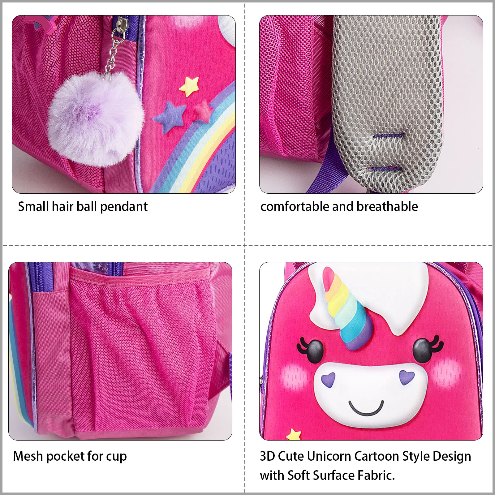 Mini Bag for Girl Boy 3D Unicorn Cartoon School Anime Backpack Kawaii Student Glitter Sequin Bag Water Resistant Gift 15.7 Inch