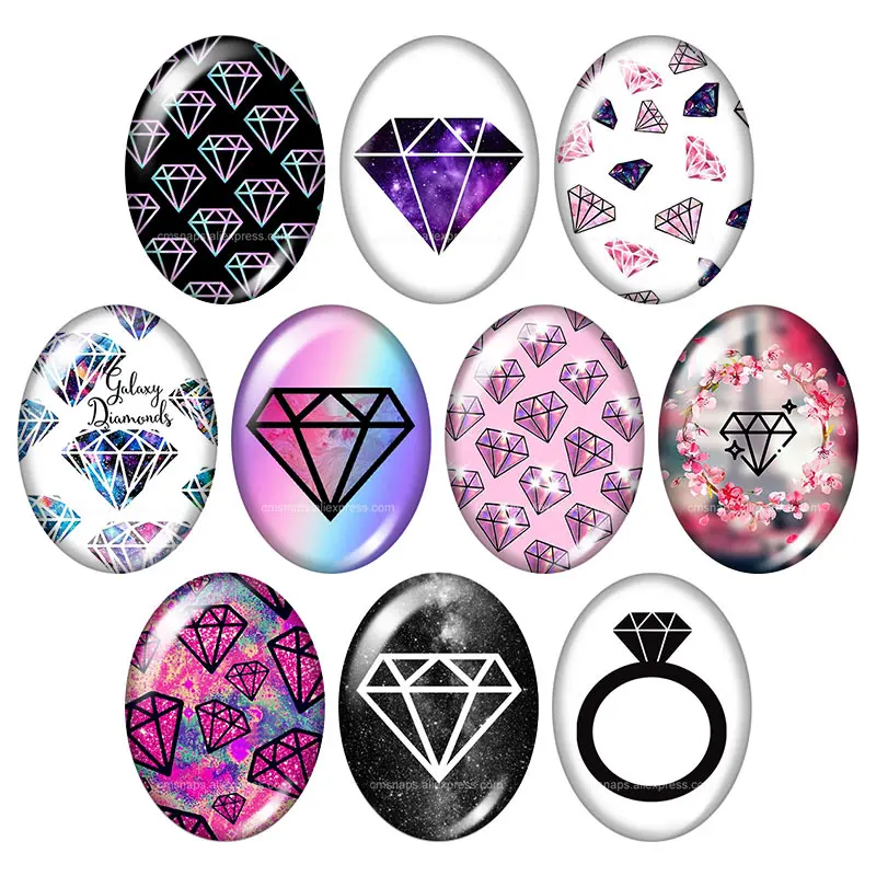 Камни алмазы 10 шт. смешанные 13x1 8 мм/18x2 5 мм/30x40 мм овальные фото стекло кабошон