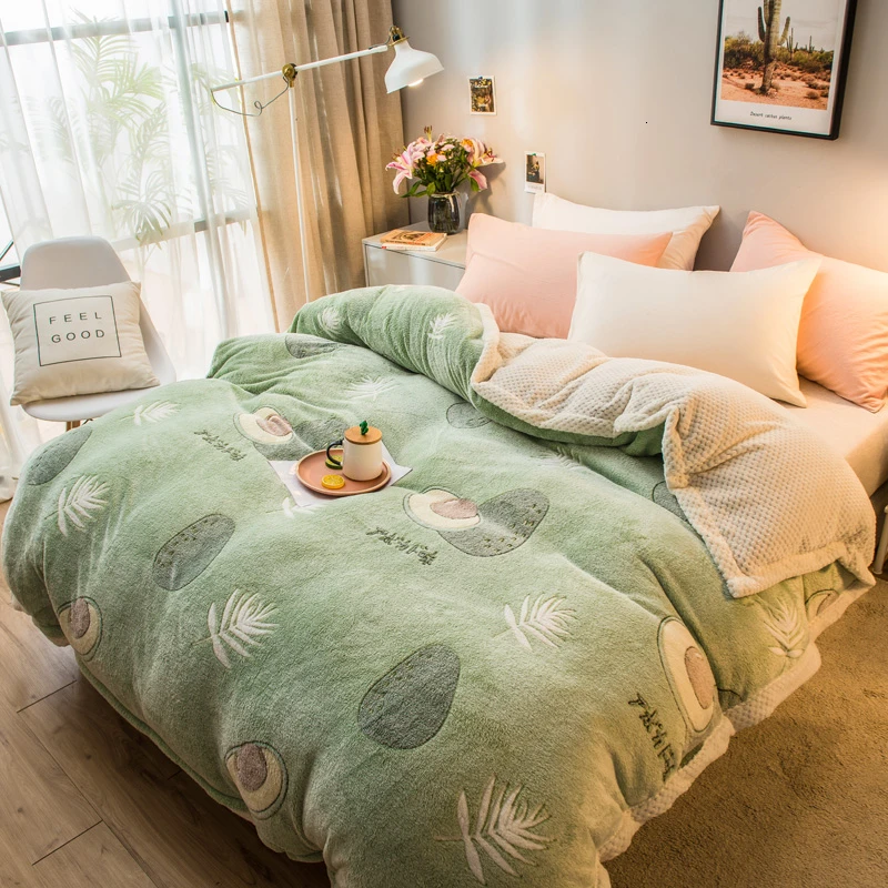 

Супер мягкое одеяло Raschel с рисунком ананаса, авокадо, толстое Коралловое флисовое плюшевое покрывало, двухстороннее теплое одеяло для крова...