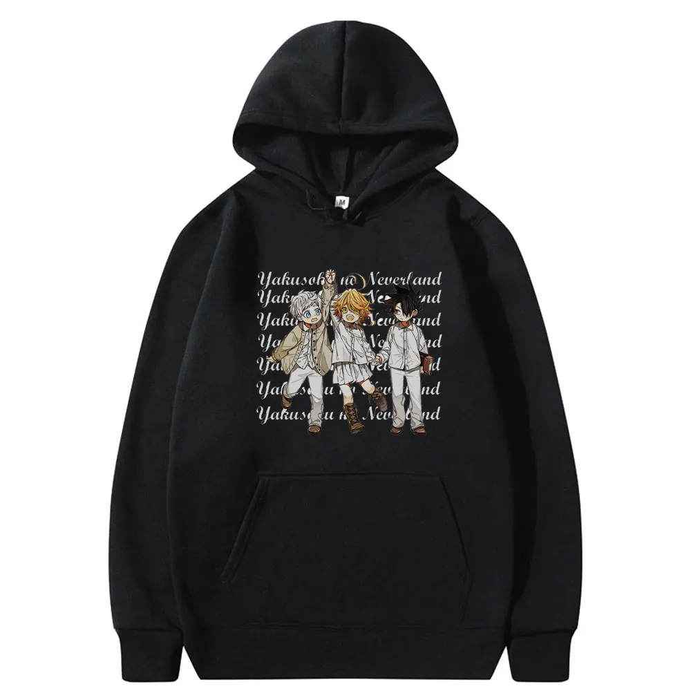 

Толстовка с капюшоном для мужчин и женщин, свободная японская аниме кофта с принтом Эмма Норман Рэй манга, свободный крой, Харадзюку