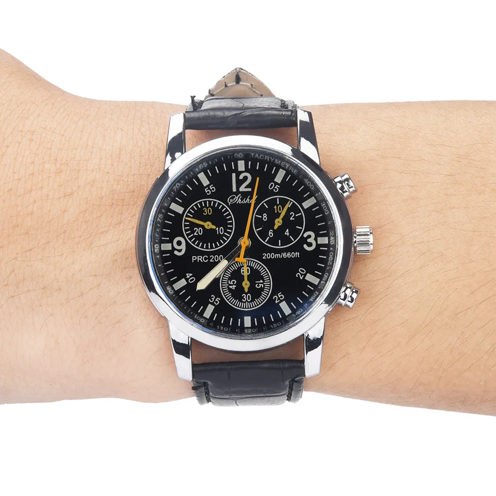 

Man Clock Relogio Masculino 2021 Leather Strap Watch Blue-ray Glass Neutral Quartz Simulates Wrist Epidermal Luxury Wrist Watch