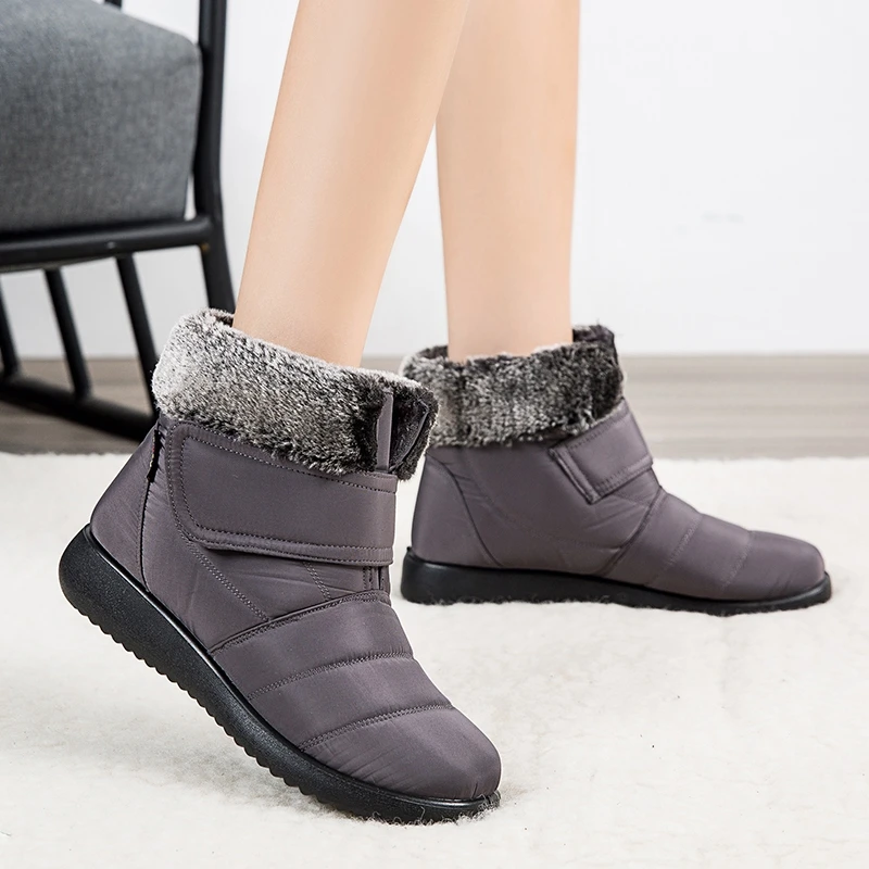 

Women Winter Snow Boot 2021 new Waterproof Non-slip Wedge Ankle Boot Female Plush Fur Warm Cotton Walking Short boots plus size