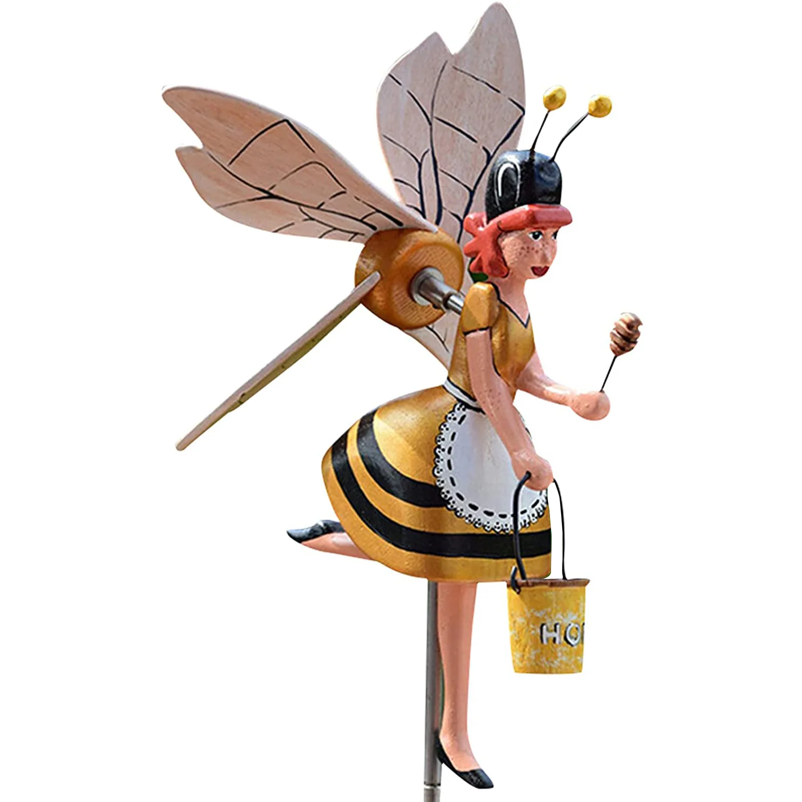 

Funny Outdoor Miss Bee Garden Art Decor Whirligigs Wind Spinners Wooden Whirligig Clown Windmill Ornament Elf Dropshipping