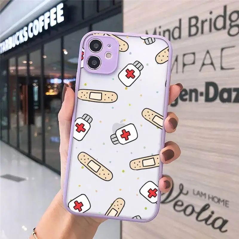 

Medicine Doctor Nurse Cartoon Phone Case matte transparent For iphone 7 8 11 12 plus mini x xs xr pro max cover