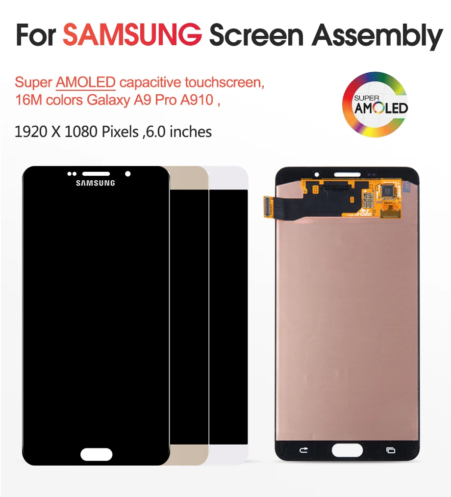 Супер AMOLED для 6," samsung Galaxy A9 Pro ЖК-экран+ сенсорная панель дигитайзер Замена для A910