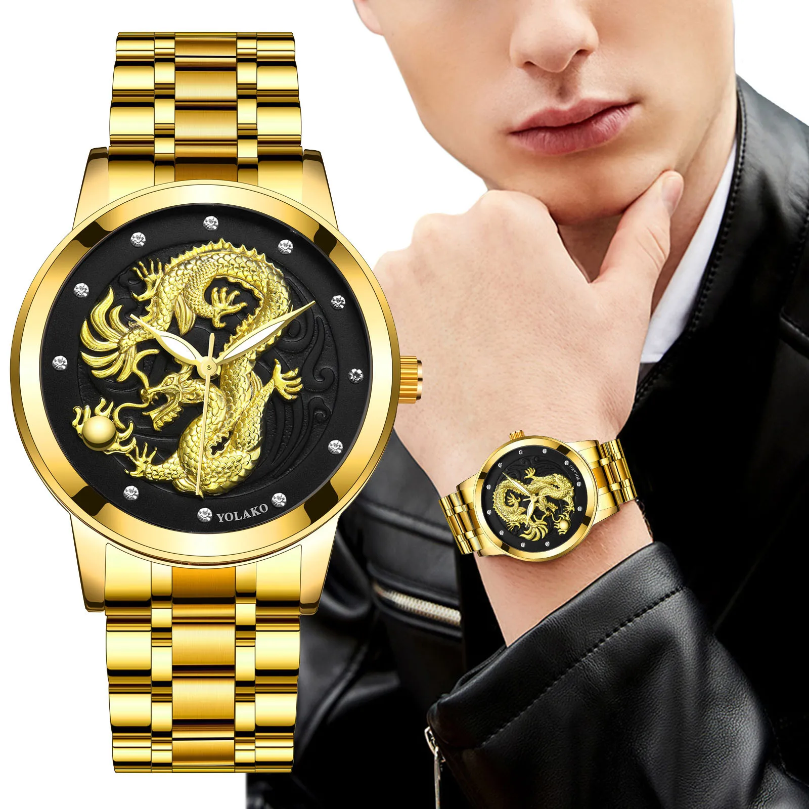 Часы мужские кварцевые из нержавеющей стали Популярные Роскошные светящиеся