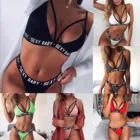 Комплект нижнего белья женский, однотонный, с буквами, в стиле пэчворк