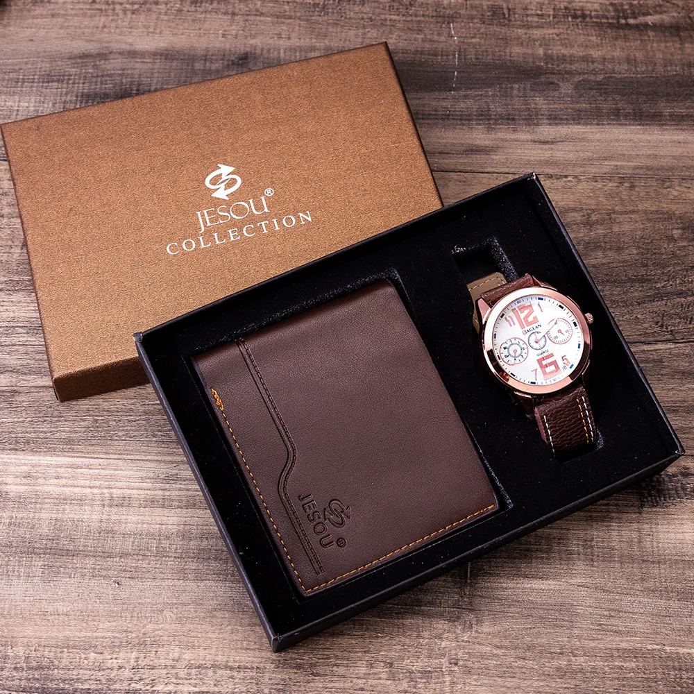 

Men's Gift Set Beautifully Packaged Watch + Wallet Set Hot Sell Creative Combination Set Men's Watch