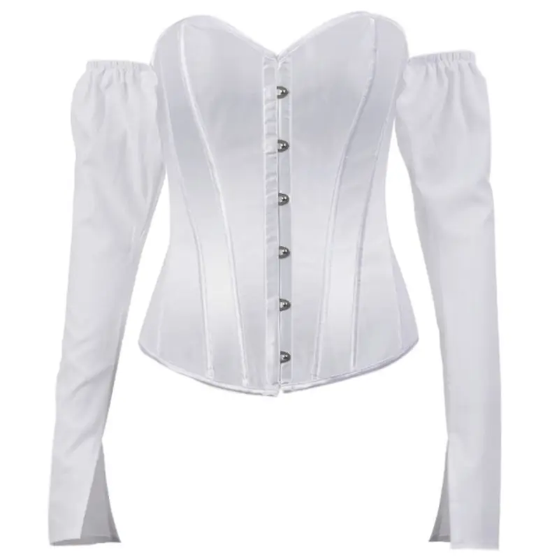 

Women Sexy Off Shoulder Puff Sleeve Shirt Lace-Up Bandage Slim Corset Bustier