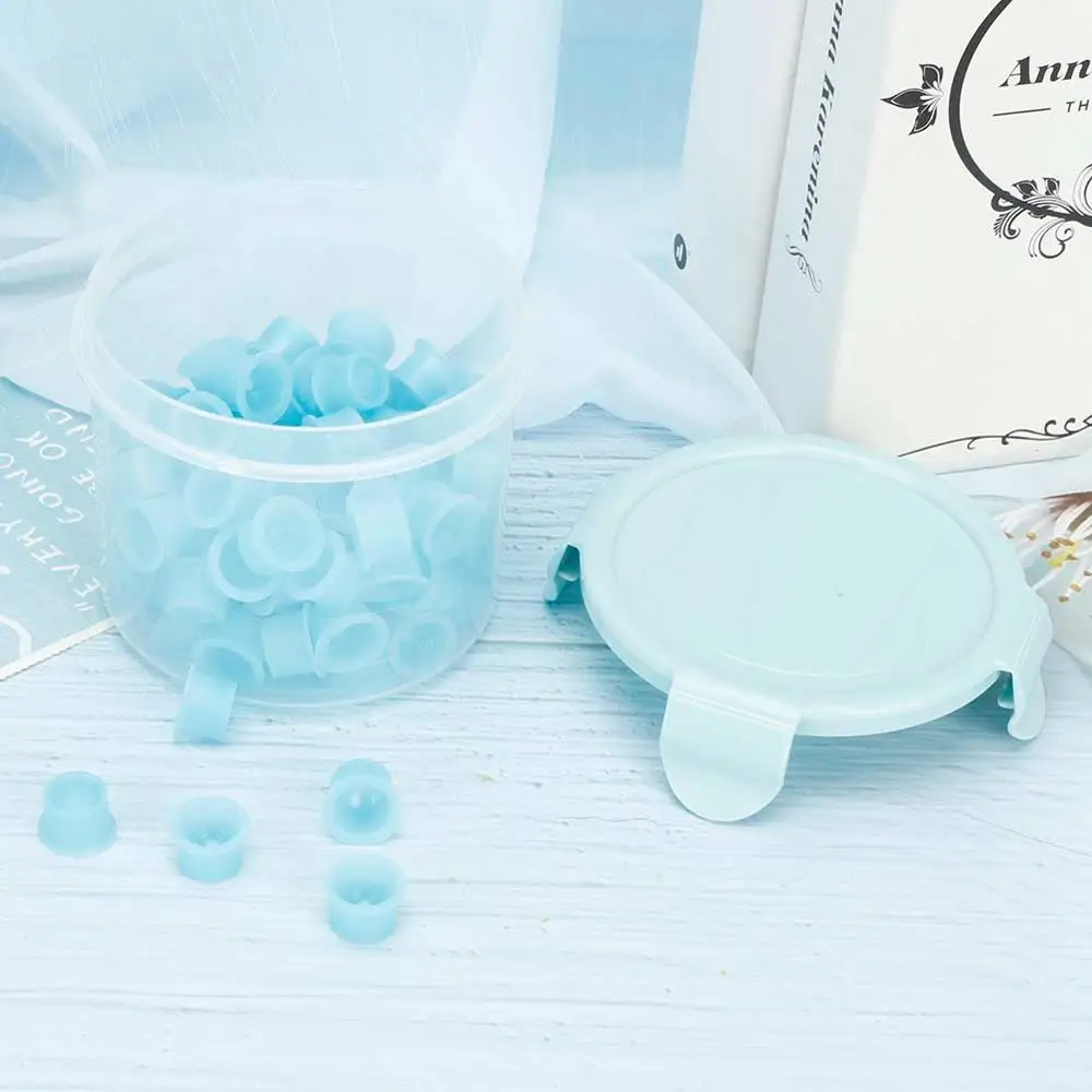 

100Pcs U Shape Bule Silicone Disposable Plastic Tattoo Ink Cups Permanent Makeup Pigment Container Ring Ink Cup Tattoo Supplies