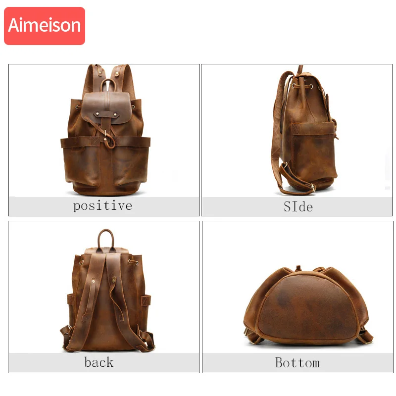 Crazy Horse Genuine Leather Travel Bag Men Vintage Duffel bag big Cow Carry On Luggage Weekend large shoulder | Багаж и сумки