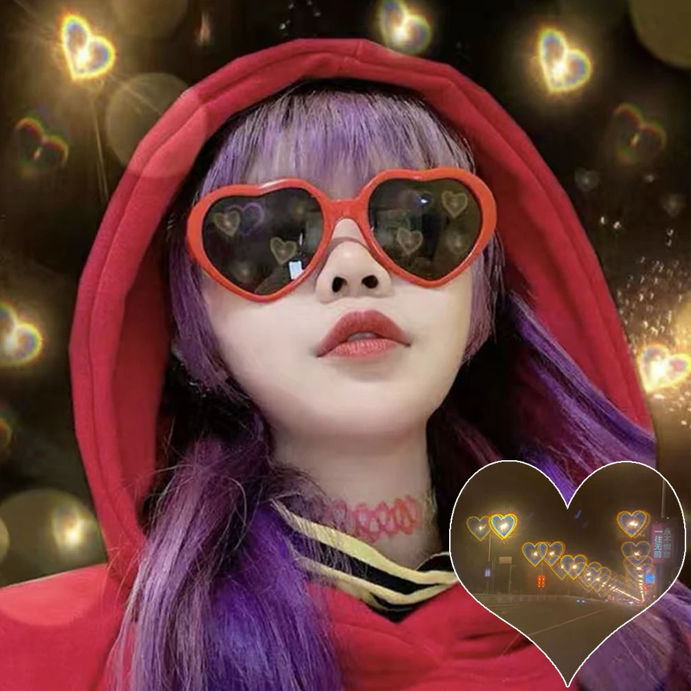 

Heart Effect Glasses Watch The Lights Change to Heart Shape At Night Glasses Women lunette coeur lumiere effets Sunglasses