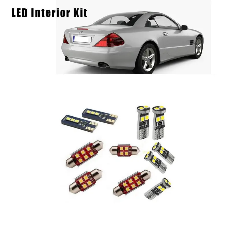 

For Mercedes For 2002-2011 Mercedes-Benz SL class R230 SL350 SL600 SL55 AMG 11pcs Canbus LED Interior Dome Map Trunk Light Kit