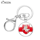 Брелок для ключей с изображением белорусского рыцаря в винтажном стиле, из стекла, кабошона, время брелок для ключей с камнем