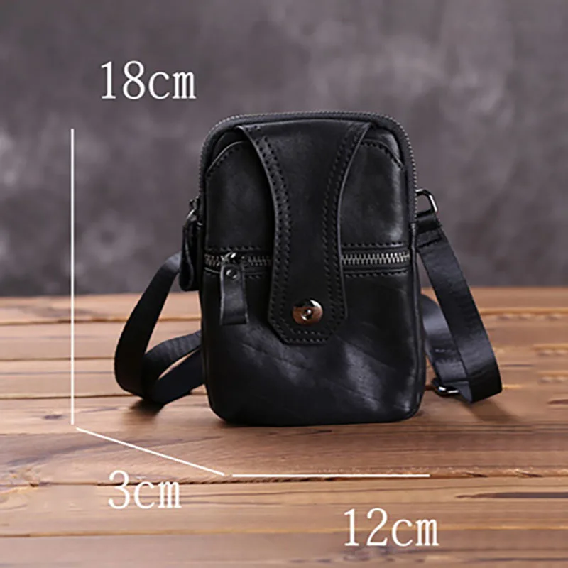 

AETOO Men's leather oblique cross bag, head leather mini shoulder bag, mobile phone bag, trend small bag