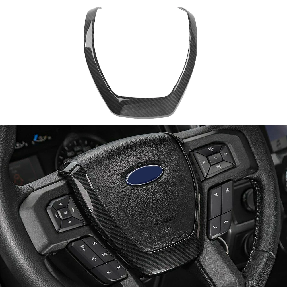 

1pcs Steering Wheel Trim ABS Accessory Carbon Fiber For Ford F150 2015+ High Quality
