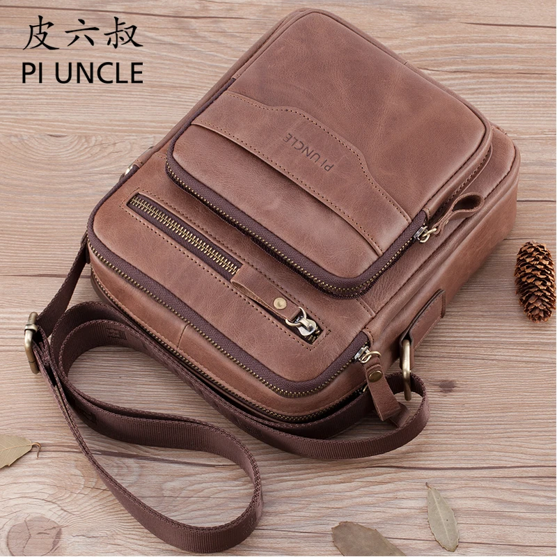 Сумка мессенджер мужская из натуральной воловьей кожи модный саквояж на плечо