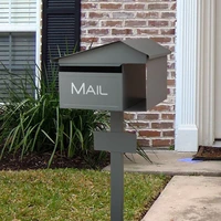 outdoor street mailbox letter box post newspaper box with lock garden waterproof anti rust retro iron mailbox height 125cm