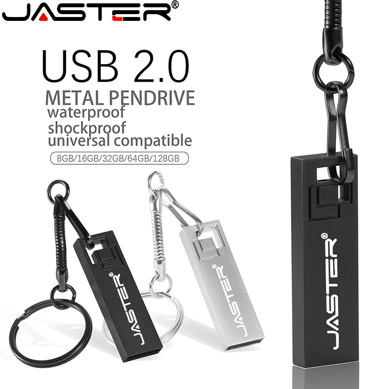 

JASTER Mini Cube Metal Key Chain USB Memory 64GB Pendrive 32GB 16GB 8GB 4GB Real Capacity Flash Disk 2.0 Custom LOGO Wholesale