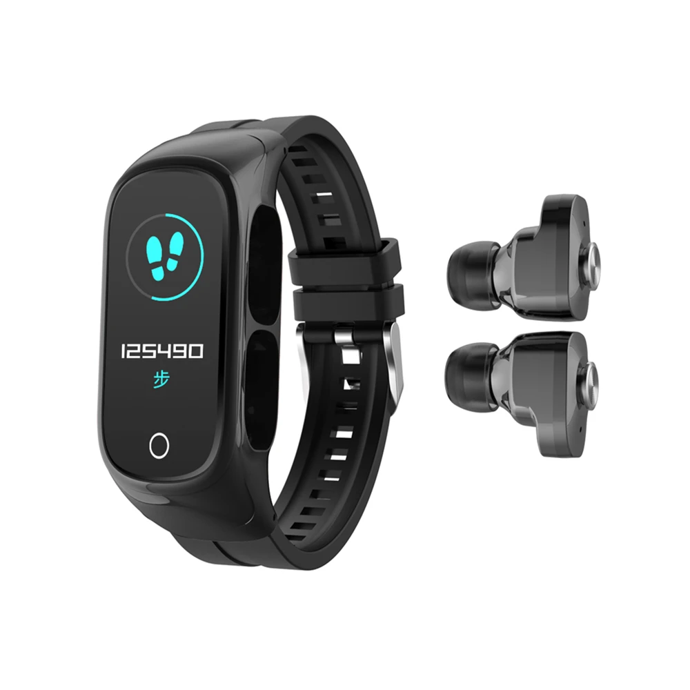 

N8 Wireless Bluetooth earphone smart watch Health Tracker Pedometer Fitness Bracelet Smart Wristband TWS Bluetooth headset