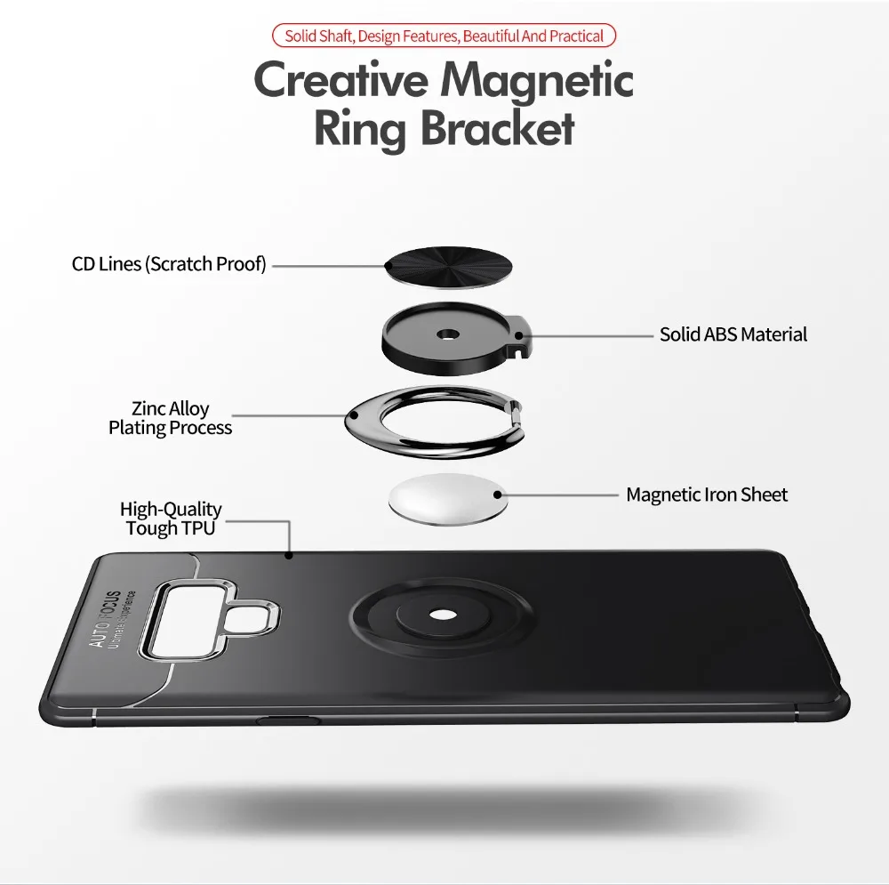 Case for Galaxy Note 9 TPU Hidden Kickstand with Car Magnet Back Cover Samsung 8 S8 S9 Plus J3 J5 J7 |