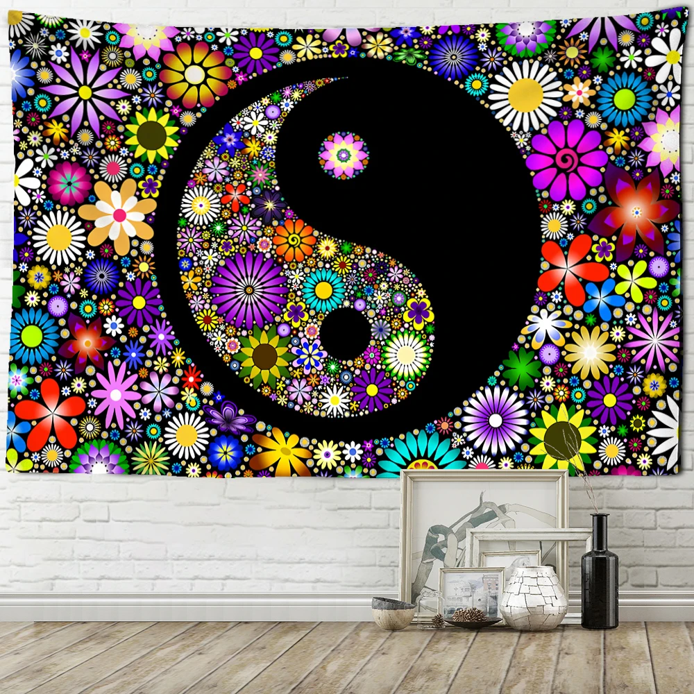 

Indian Mandala Tapestry Wall Hanging Tai Chi Psychedelic Abstract Bohemian Hippie Witchcraft Travel Mattress Home Decor