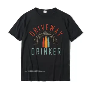 Driveway Drinker Shirt Retro Vintage Funny Drinking T-Shirt Top T-Shirts Retro Design Cotton Men Tops Shirt Unique
