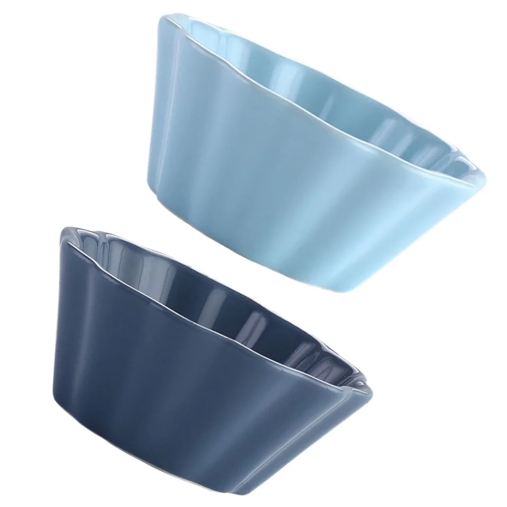 

2pcs Baking Bowls Ceramic Pudding Dessert Serving Bowls (Assorted Color)