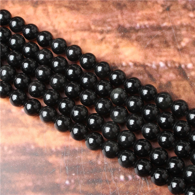 

Obsidian Natural Stone Beads Loose Stone Beads For Jewelry Making DIY Bracelets Necklace Accessories 4/ 6/8/10mm