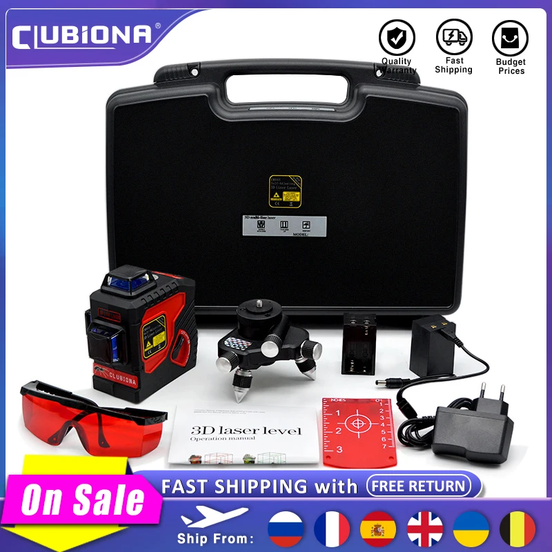 Многофункциональный самонивелирующийся лазерный лазер с 12 красными линиями и