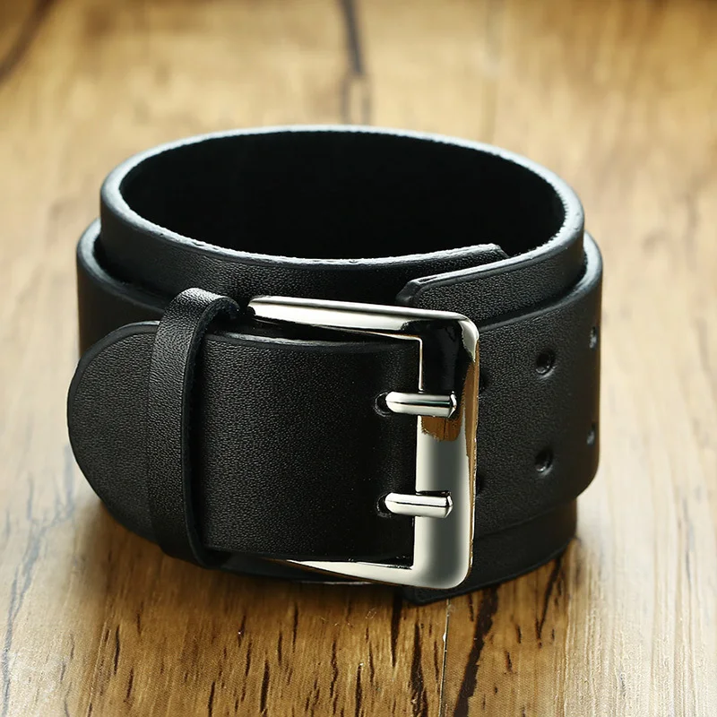 Vnox 45 5 мм Ширина кожаный ремень дизайн регулируемый массивный браслет для мужчин