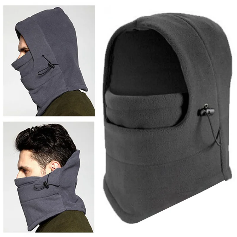 

Fleece Hat Hooded Neck Warmer Winter Sports Face Mask For Men Ski Bike Motorcycle Helmet Masked Cap