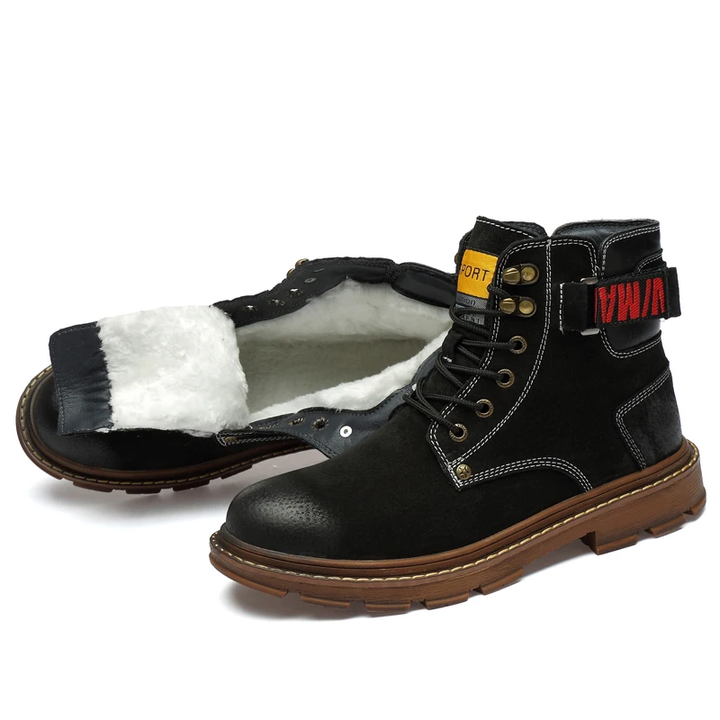 Ботинки мужские из натуральной кожи винтажная Повседневная Уличная зимняя обувь