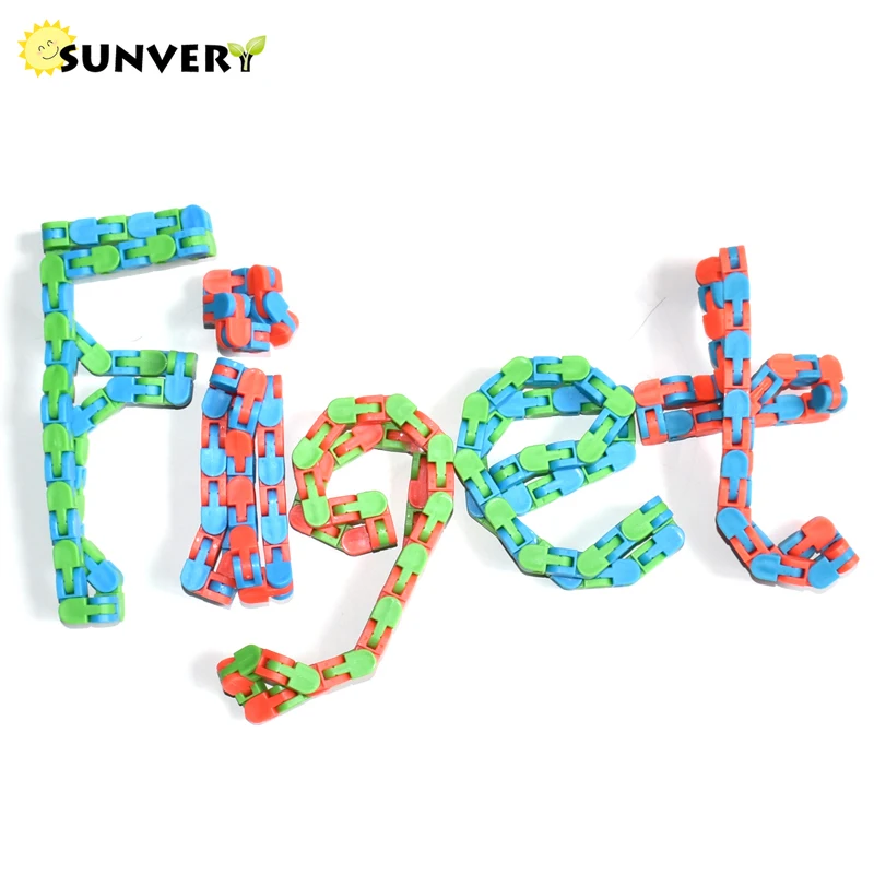 Fidget Toys Wacky Tracks Chain Decompression Snap and Click Hand Twisted Rope Trend Sensory Toy Autism 24 Links Snake Puzzles